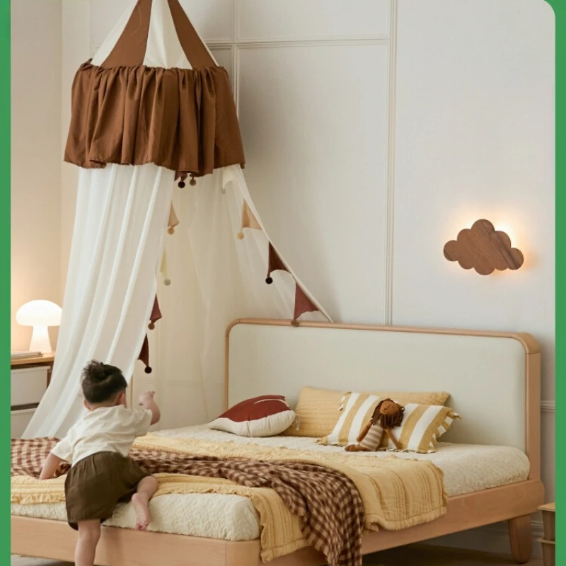 

Solid wood children's bed boys and girls 1.2 meters backrest soft bag bed small apartment bedroom 1.5 meters single bed
