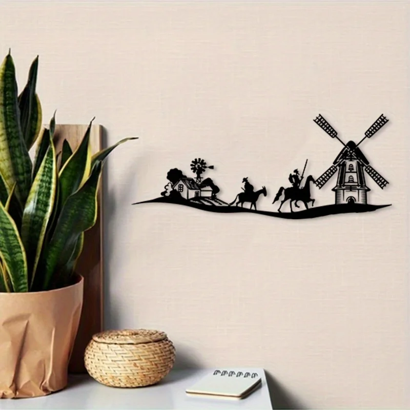 Vintage Windmill Iron Wall Art Weatherproof Metal Sculpture Living Room Bedroom Office Rustproof Gift Ornament