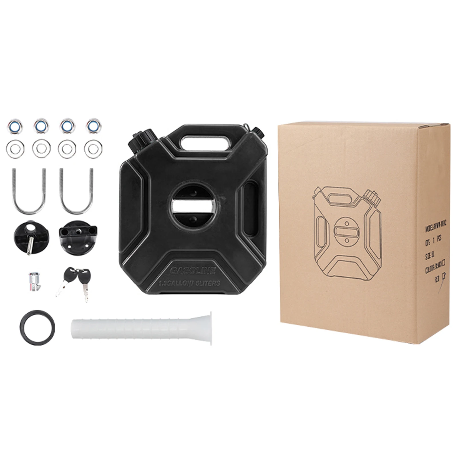 1.3 Gallon Gas Tank 5L Portable Backup Oil Can with Lock and Keys Fits for Motorcycle SUV ATV Most Cars