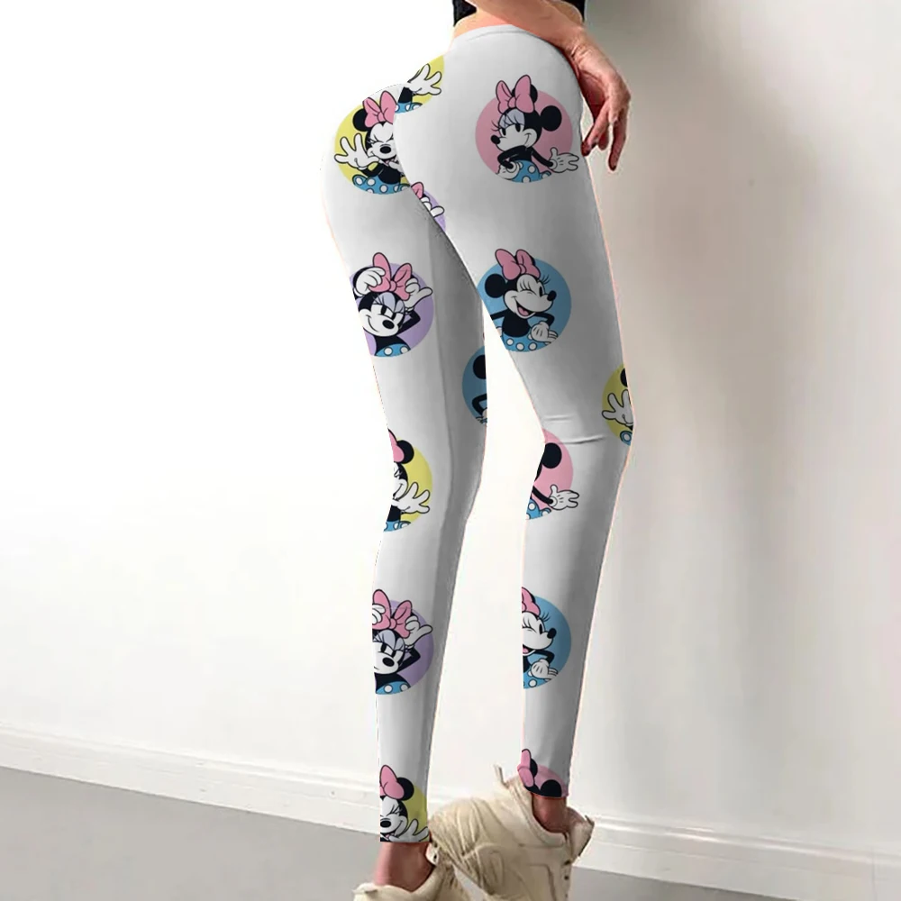 Mickey Mouse Pose กางเกงขายาวเซ็กซี่ออกกําลังกายกางเกงโยคะ Push Up Quick-DRY กีฬา Tights Breathable พิมพ์ Leggins