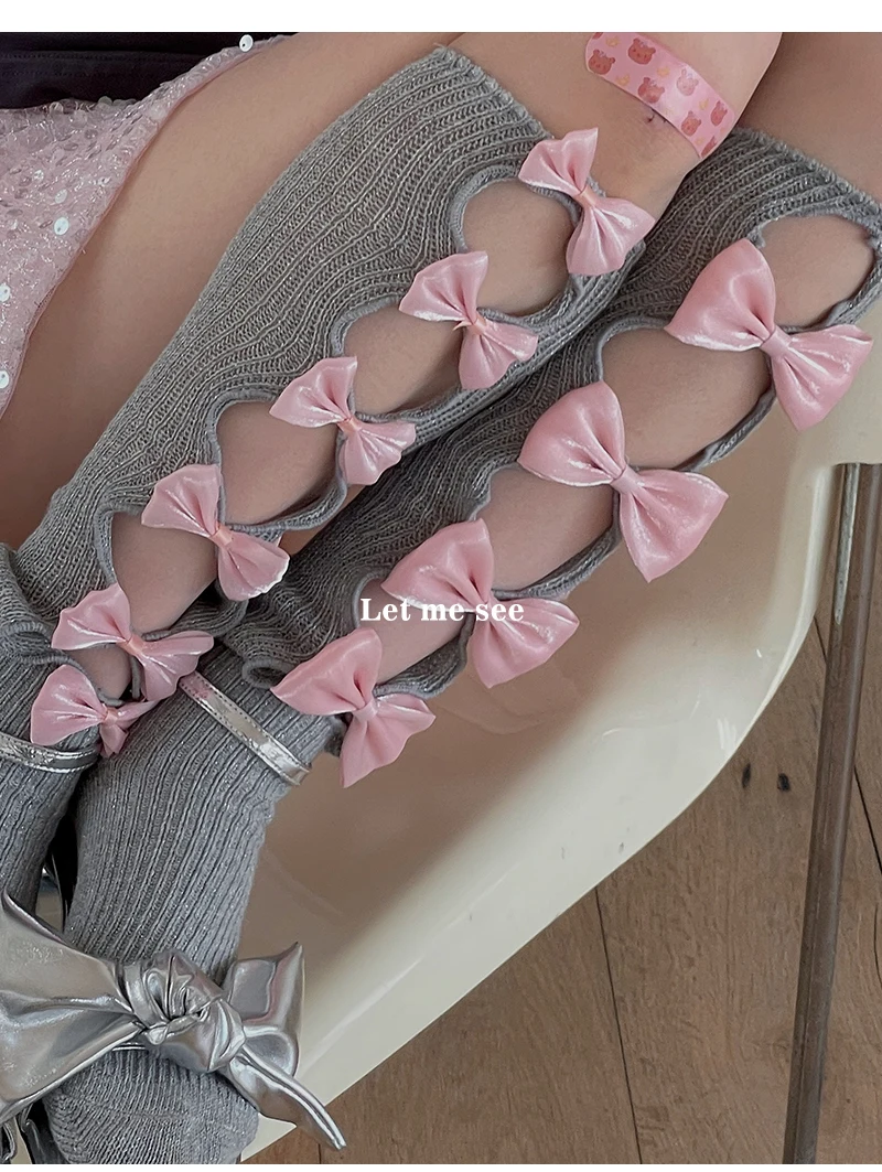 

Japanese Original Girly Bowknot Hollow Calf Socks 2024 Summer New Fashion Elegant All-Match Calf Socks Women Thigh High Socks