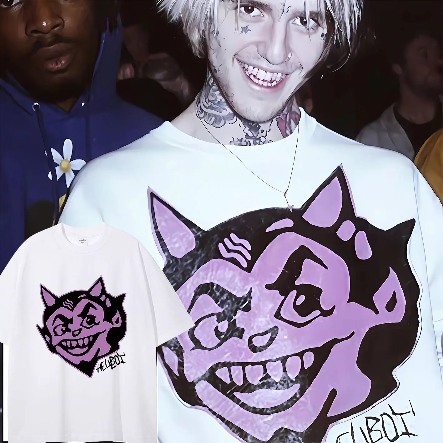 

Rapper Lil Peep Hell Boy Same Style Print T-shirt Men Women Hip Hop Fashion Pop Music T Shirts Men's Casual Oversized T-shirts