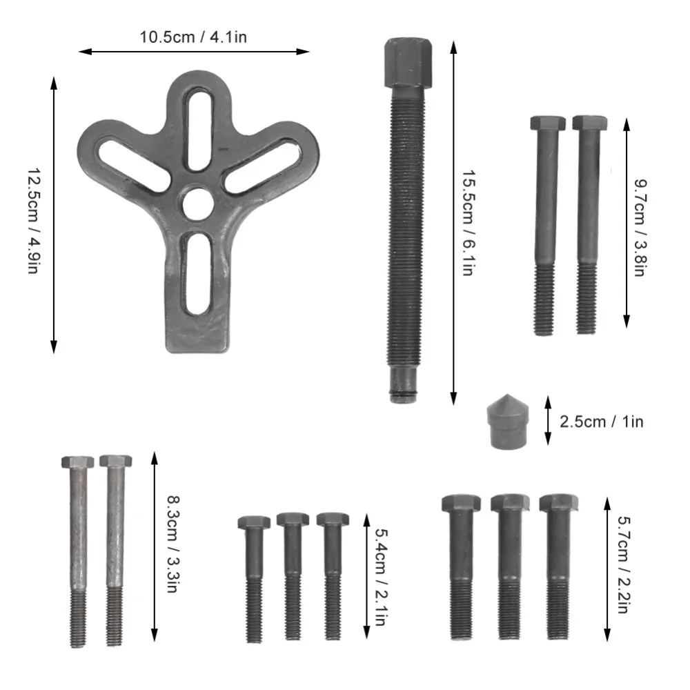 13PCS Three-Jaw Steering Wheel Puller Kit Alloy Steel Multiple Size Bolts Three-Jaw Puller Blue Storage Case