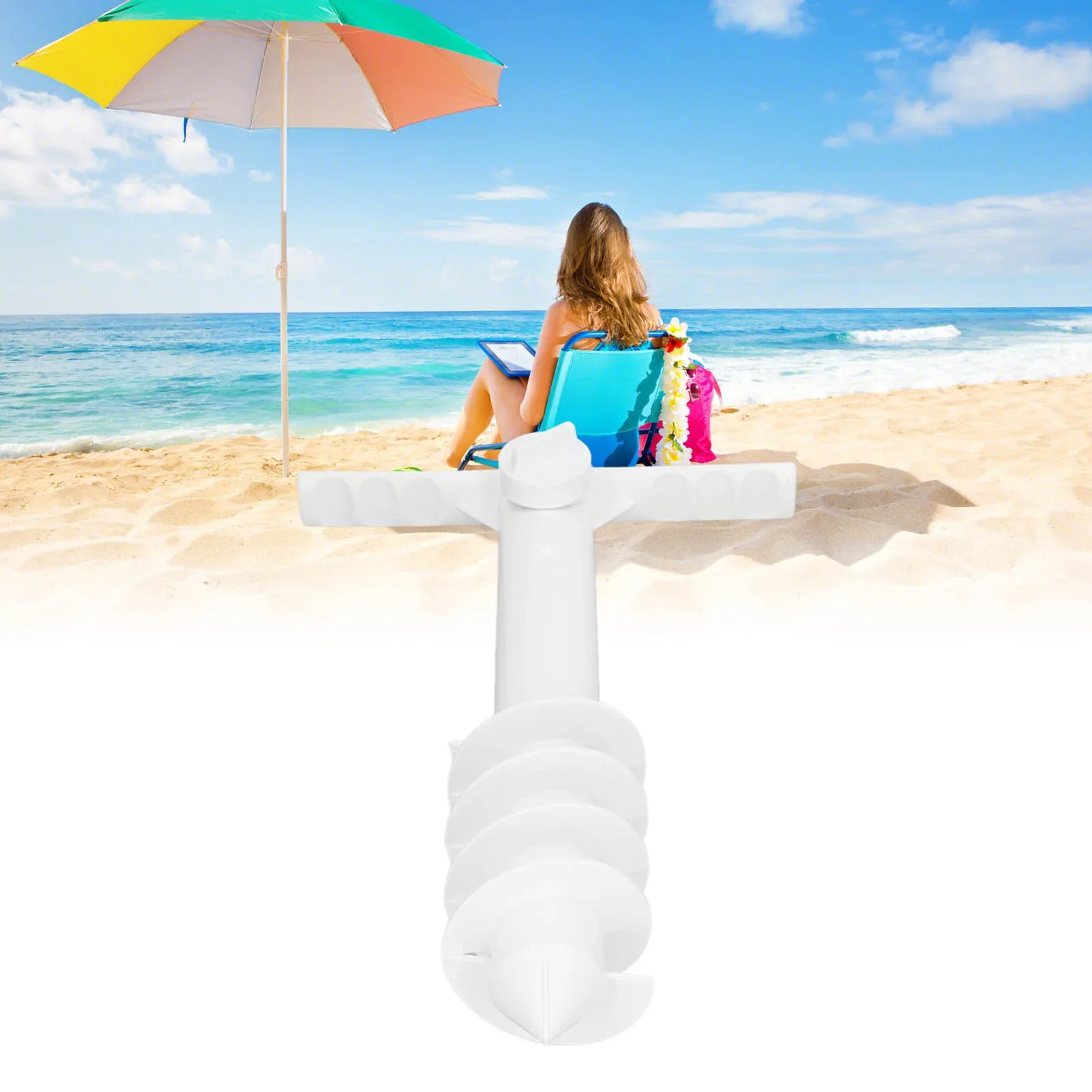 Beach Umbrella Sand  Multifunction Safe Umbrella Holder Stand with 5 Spiral Screw for Beach Lawn Water Park Sand