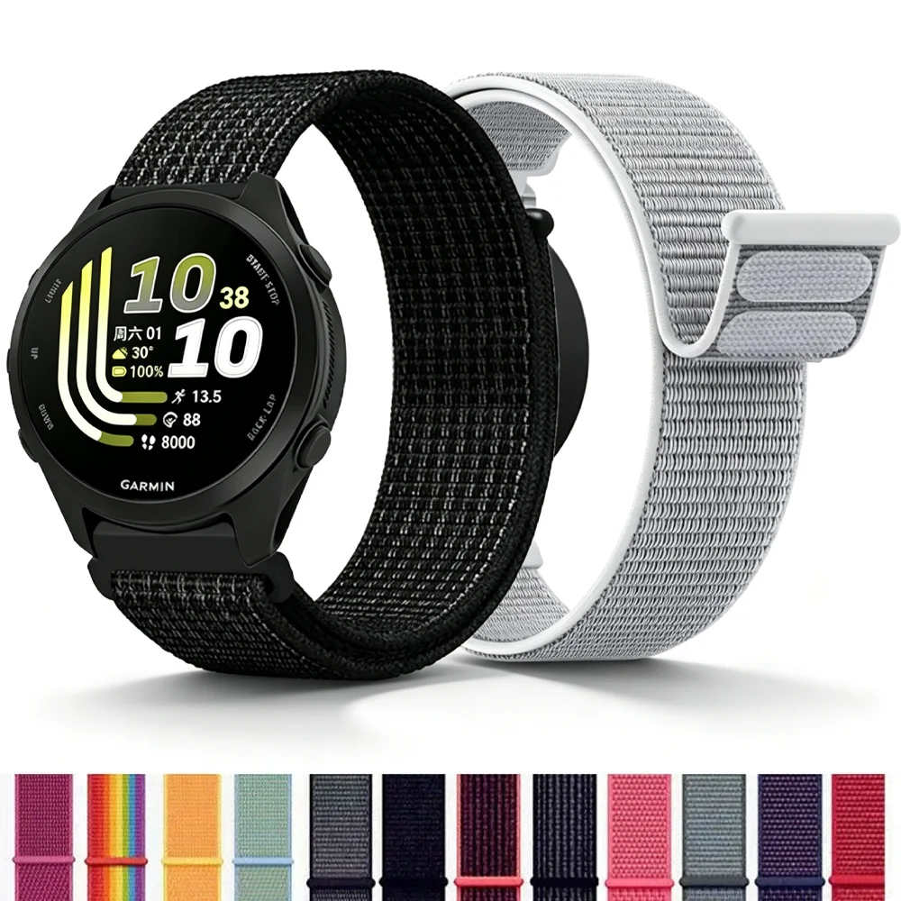 20mm 22mm Nylon-Schlaufenarmband für Garmin Forerunner 170 70 970 570 165 55 Sportarmband Garmin Active 6 5/Venu 4 45mm Correa – Detail 1