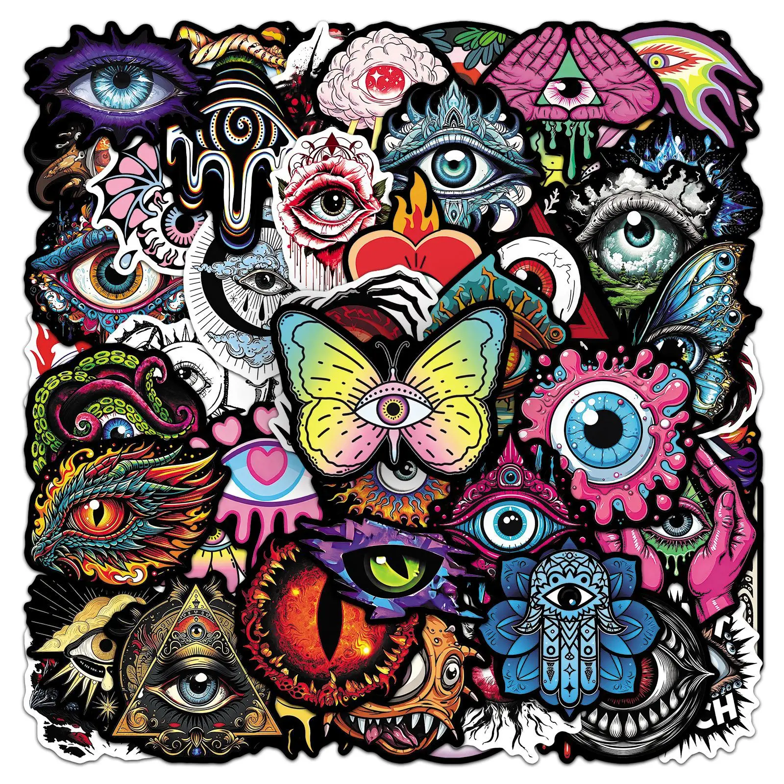 10/50PCS Mysterious Eyes Stickers Cartoon Cool Creativity Graffiti Decoration Notebook Mobile Guitar Suitcase Refrigerator Toys