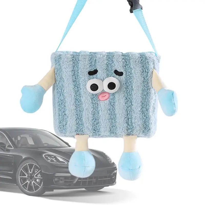 

Trash Can For Car Cartoon Car Tissue Box Car Trash Can With Tissue Holder Cute Plush Tissue Organizer Backseat Decorative Paper