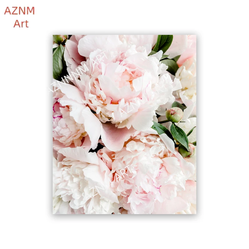 Gallery Wall Art Pictures Pink Peonies Flowers Prints Modern Fashion Poster Girls Art Canvas Painting Pictures Woman Room Decor
