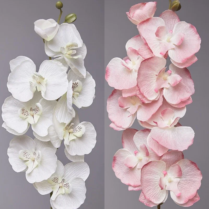 8-Heads Artificial Butterfly Orchid Fake 3D Phalaenopsis Simulation Flower Real Touch Wedding Home Christmas Decoration Dropship