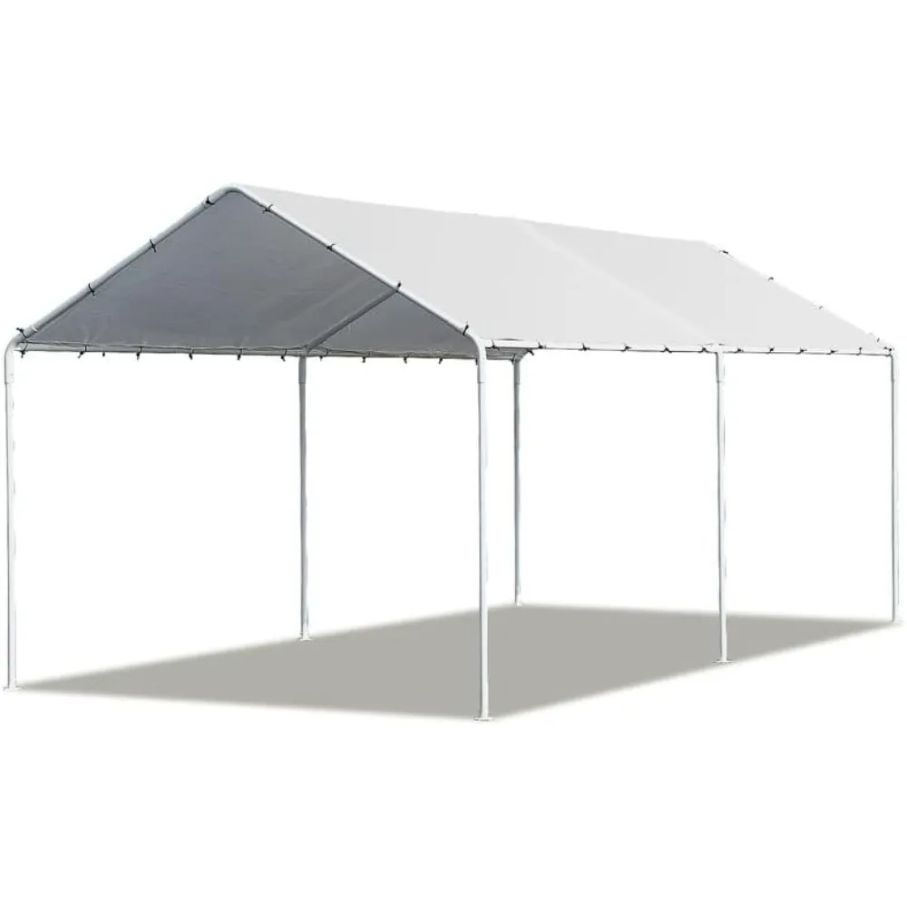 

Car Ports 20x10 Heavy Duty Metal Carports Party Tent Portable Garage for Wedding, Garden Storage (White), 235 inch x116 inch x10