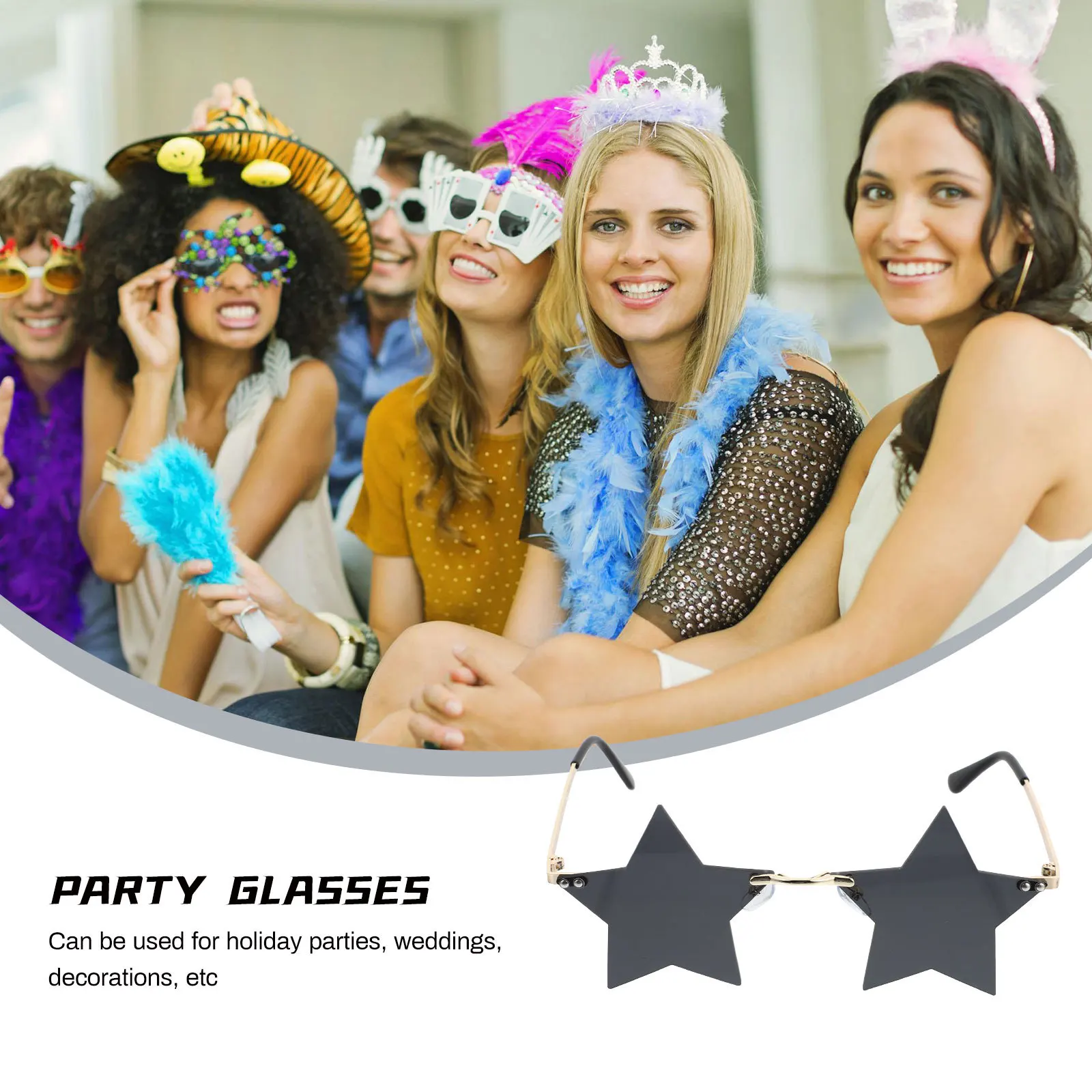 

1Pair Star Shape Sunglasses Irregular Rimless Eyeglasses Personalized Party Photo Props Unique Rimless Sunglasses