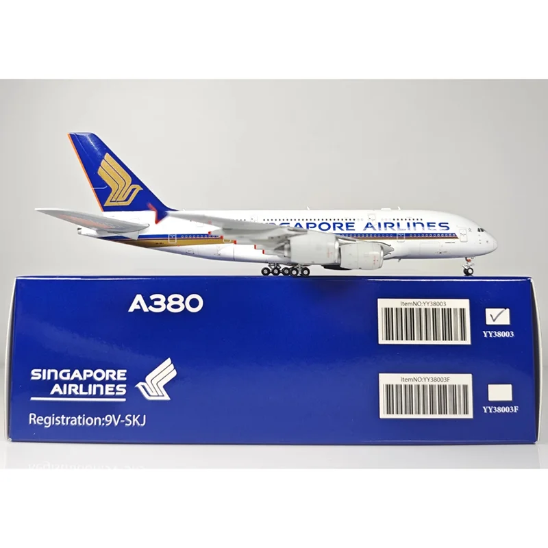 YY أجنحة دييكاست 1/400 مقياس الخطوط الجوية السنغافورية A380 9V-SKL سبيكة نموذج طائرة تحصيل حلية