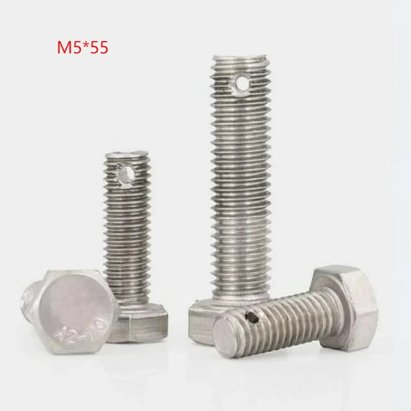 

M5*55 304 Stainless Steel Tail with Hole Outer Hexagonal Screw GB31.1 Perforated Bolt