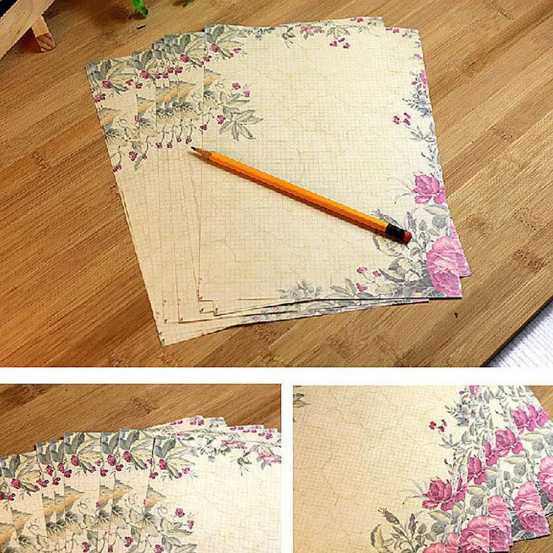 10 Sheets/set Vintage Message Writing Letter Paper Creative Flower Pattern Letter Pad Student Paper Letter For Office School
