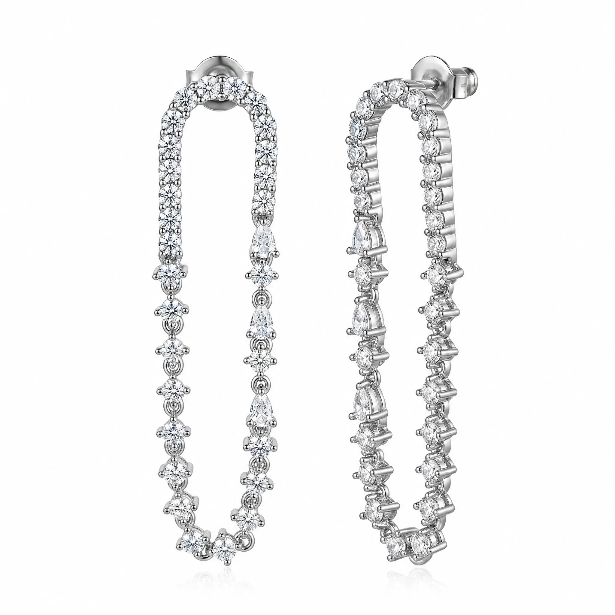 Moonmory Einzigartiges Design Lange 5A Birnen-, Marquise- und Runde Kubische Zirkonia Hängeohrringe für Damen Luxusmarken Messing 44mm Ohrringe – Detail 11