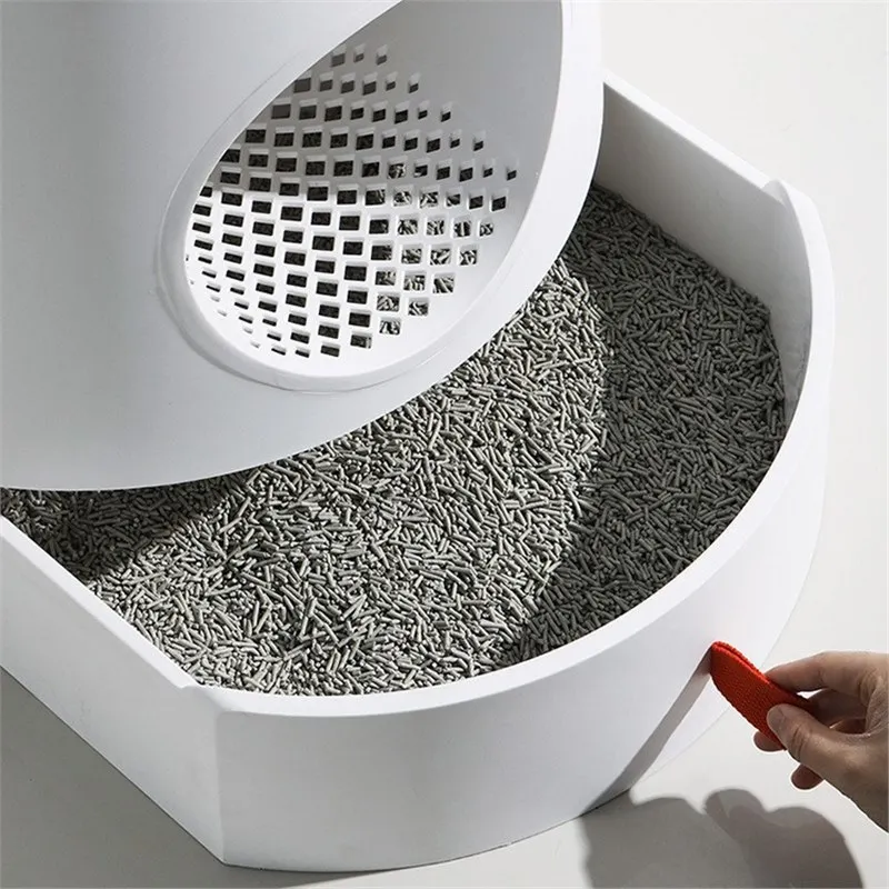 Caja de arena semicerrada con cama, estilo castillo, para gatos - imagen 3
