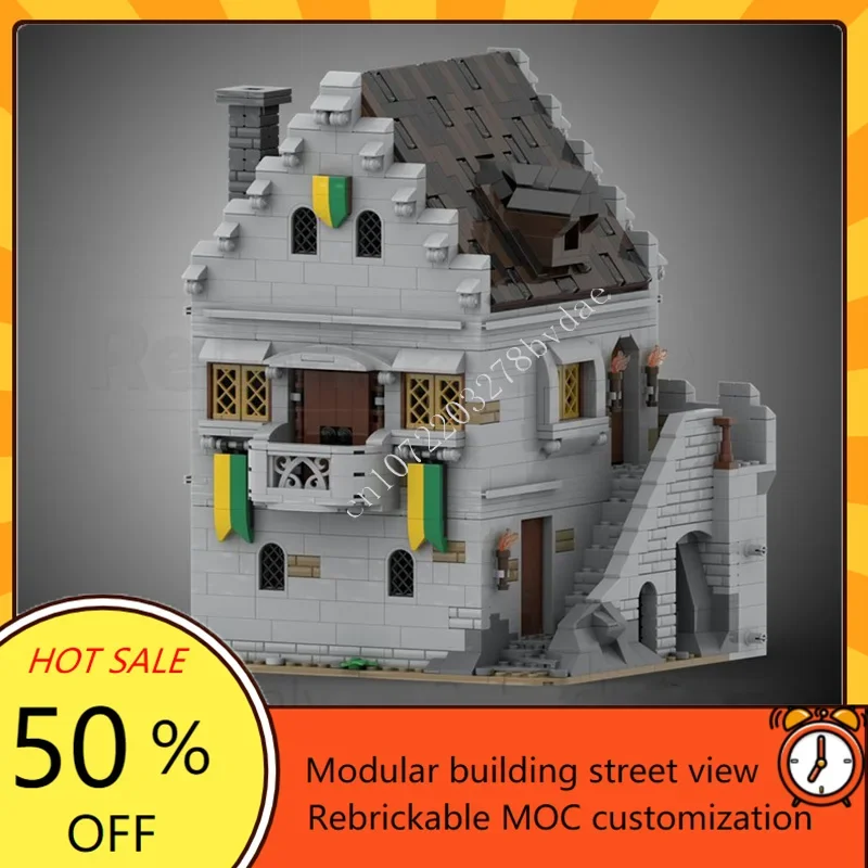 1870PCS MOC Medieval Castle Custom Puzzle Model Modular Castle Hall-Burg Palas Technical  DIY Set Toy For Holiday Birthday Gift