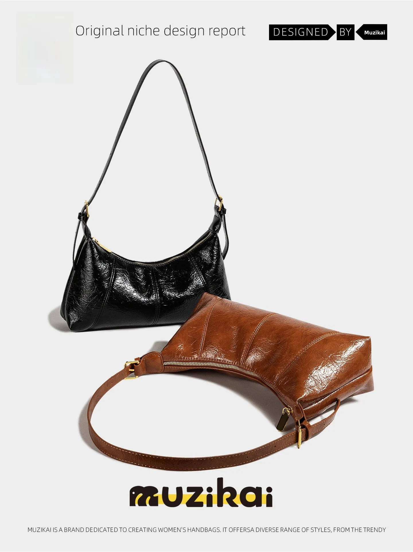 

MuziKai Retro Style Women's Pillow Bag Crossbody Bag Simple Design Fashionable Casual Handbag Polyester Zipper Closure