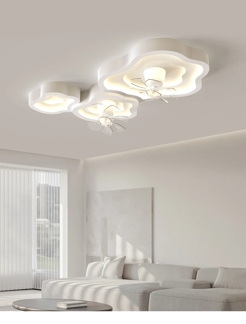 Full spectrum fan ceiling light milk white restaurant bedroom minimalist with electric fan integrated light living room