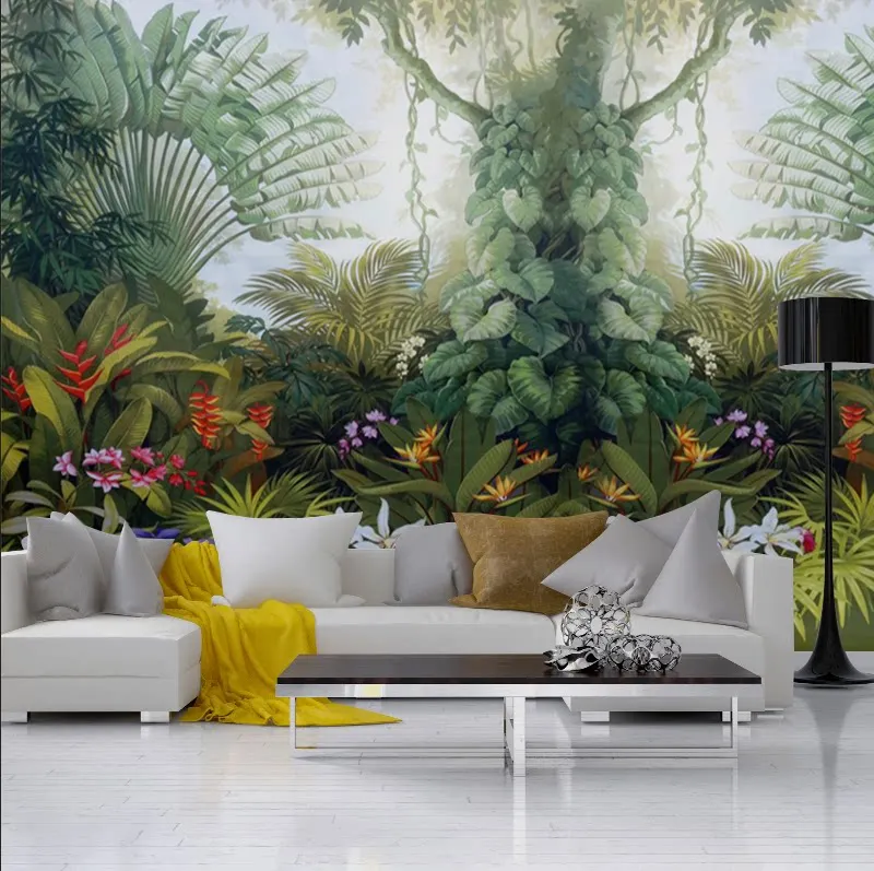 Tropical Rainforest Plants European Landscape Banana Leaf Restaurant Southeast Asian Wallpaper Bedroom Study Hotel Wallpaper