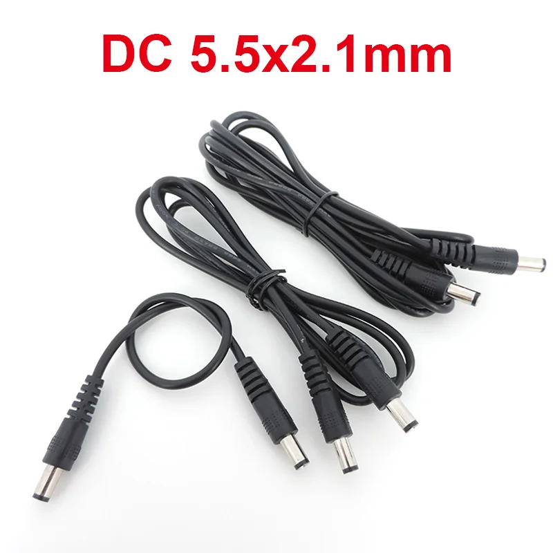 Rallonge de connecteur d'alimentation CC, câble mâle à mâle, cordons adaptateurs de caméra de vidéosurveillance, 0.5x5.5mm, 2.1m, 1m, 2m, 12V, 10 pièces, A07