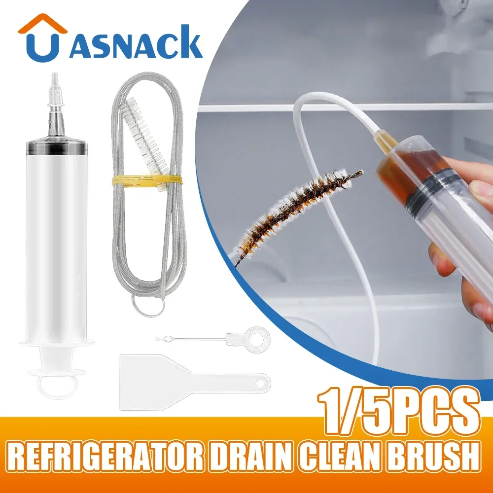 

Refrigerator Universal Drain Clean Brush Wash Brush Suction Syringe Hose Fridge Cleaner Stick Dredge Tool 1/1.5M Drain Hole Set