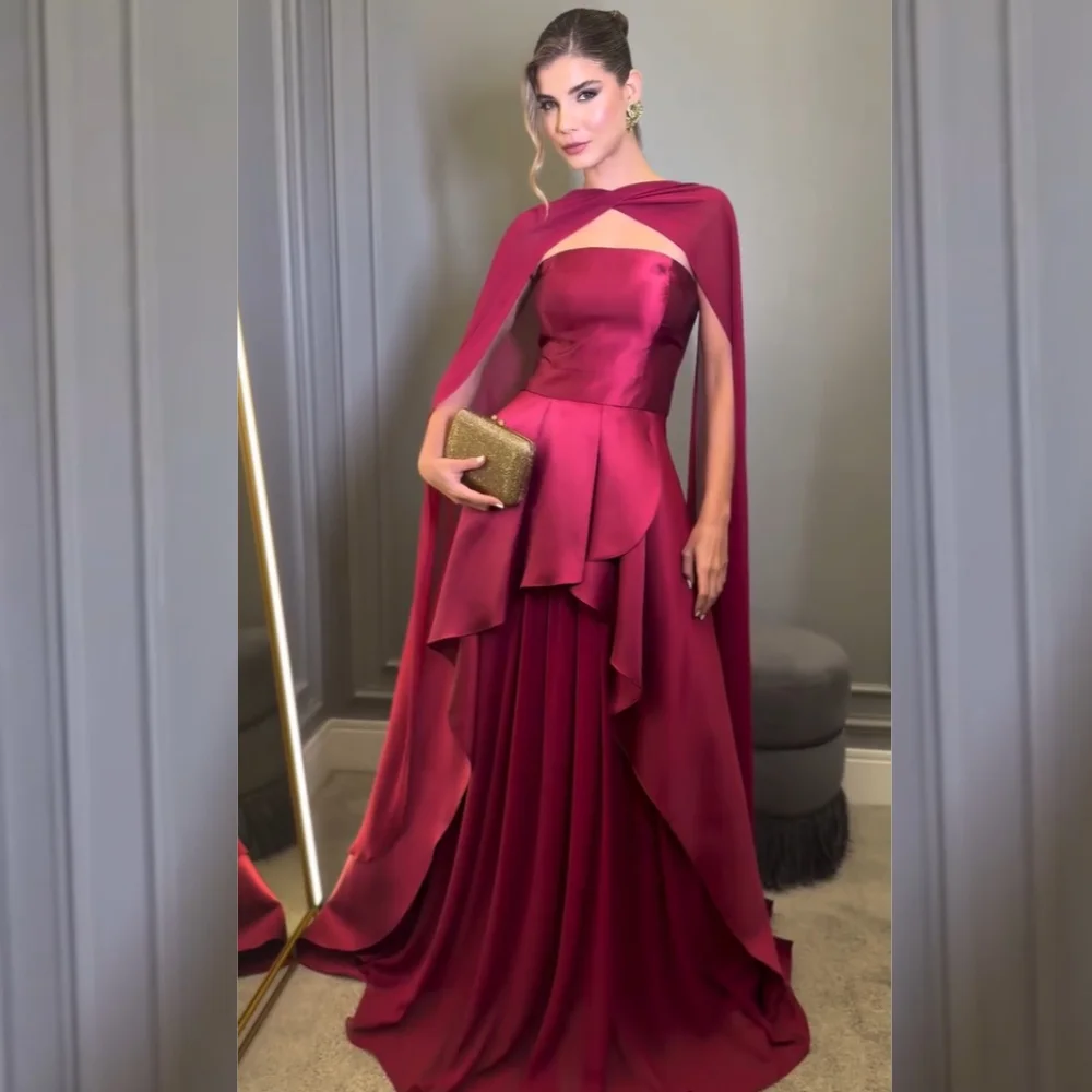 

Customized Matching Charmeuse Pleat A-line Strapless Long Dresses Bespoke Occasion Chinese Style Classic