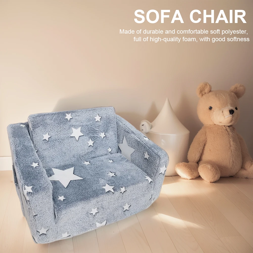 Comfy Toddler Chair Folding Out Glow in The Dark Extra Soft Open Couch Star Glow in The Dark Toddler Couch for Playroom Bedroom