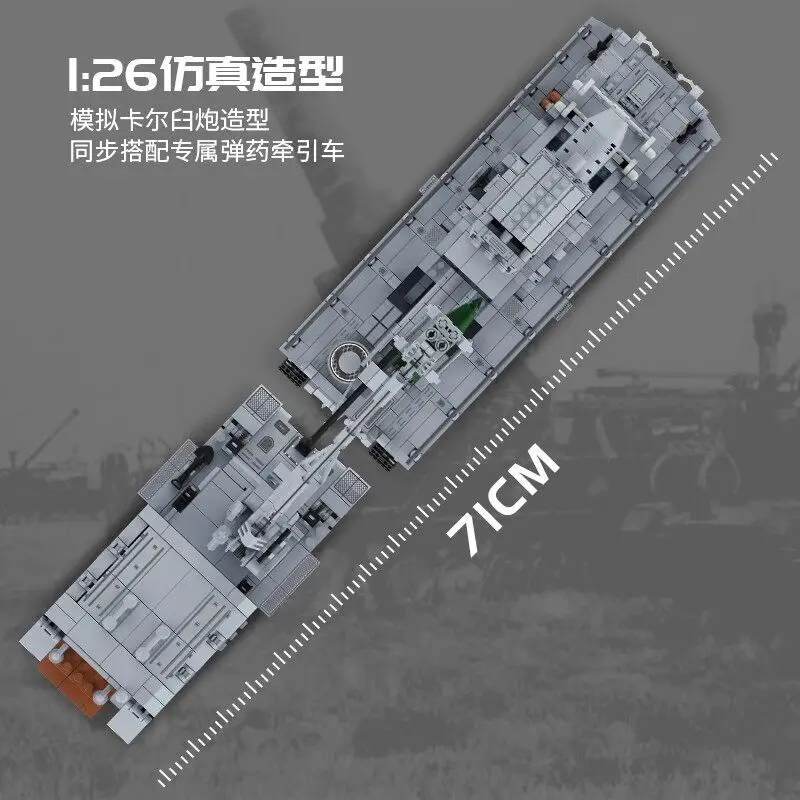 German Karl Heavy Mortar Rail Train Gun Gustav Giant Gun Tiger Tank Late Model Assembly Blocks