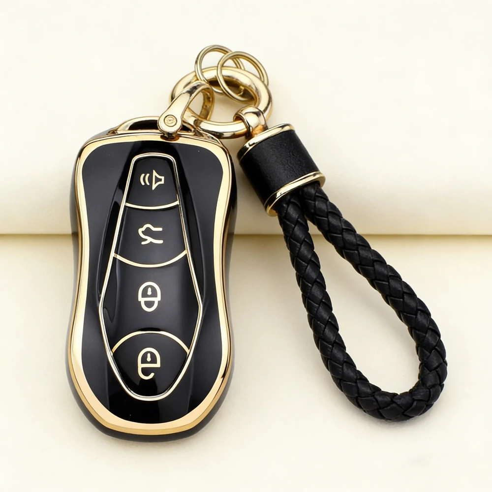 TPU Key Fob Case for Geely Atlas Pro/Boyue/Tugella/Azkarra FY11/Emgrand GS/X6 SUV/EC7 -Protective Cover with Keychain Accessory