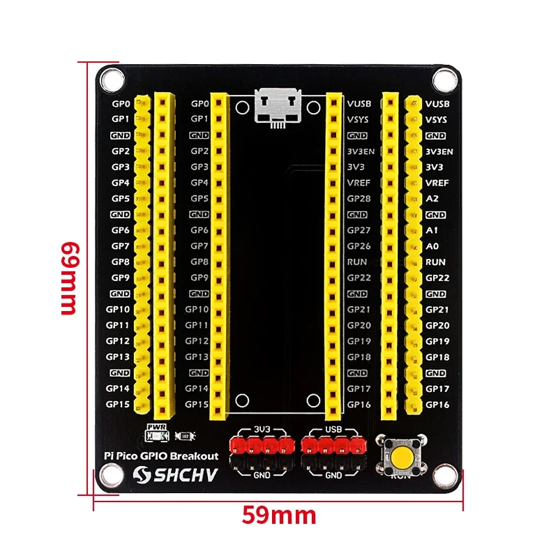 Raspberry Pi Pico GPIO Breakout Extender, placa de expansão DIY, pino masculino feminino com interruptor para RPI Peak W