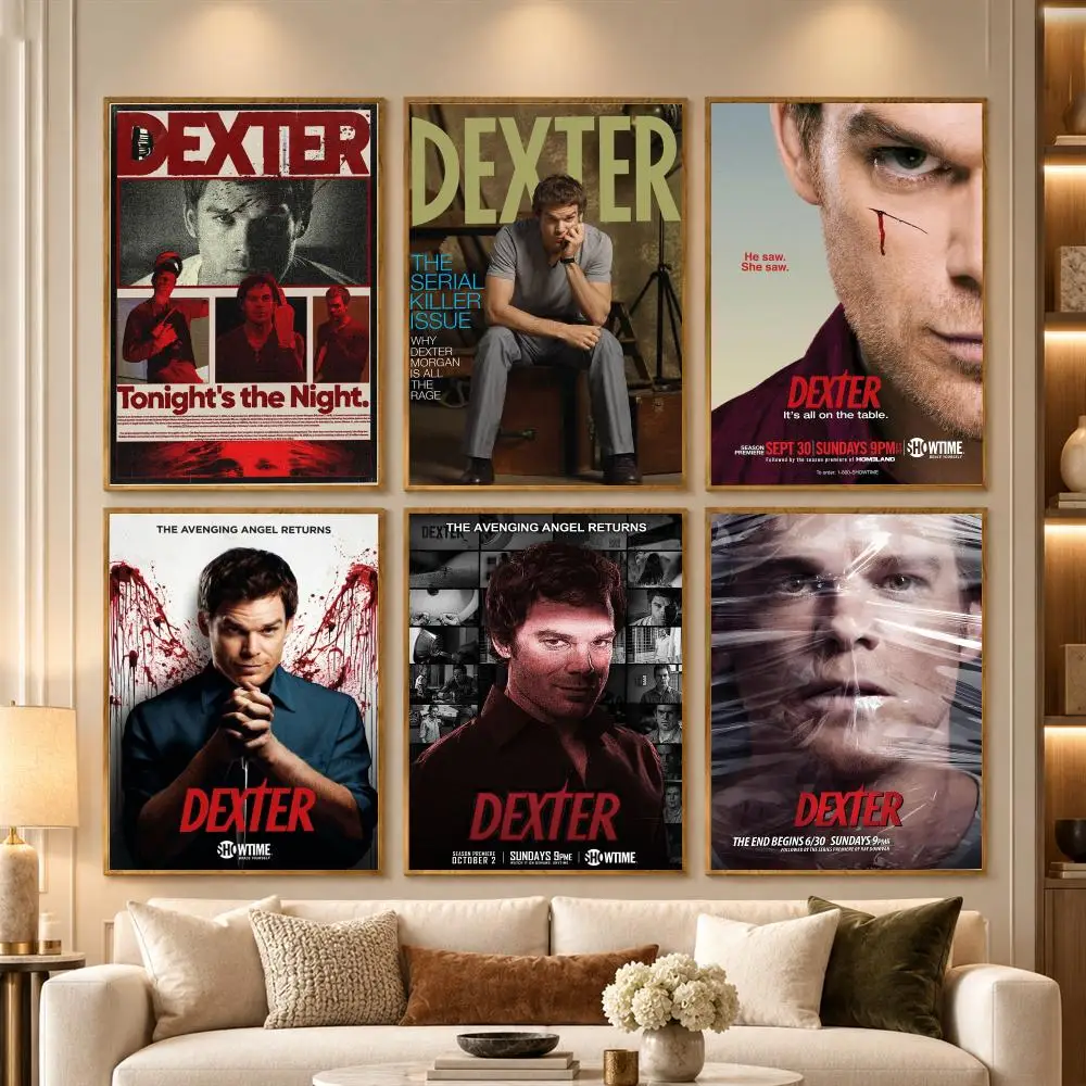 D-Dexter Morgan Poster Wall Art Stickers Self Adhesive Print Mural Decals for Bedroom Living Room Apartment Home Decor Gift