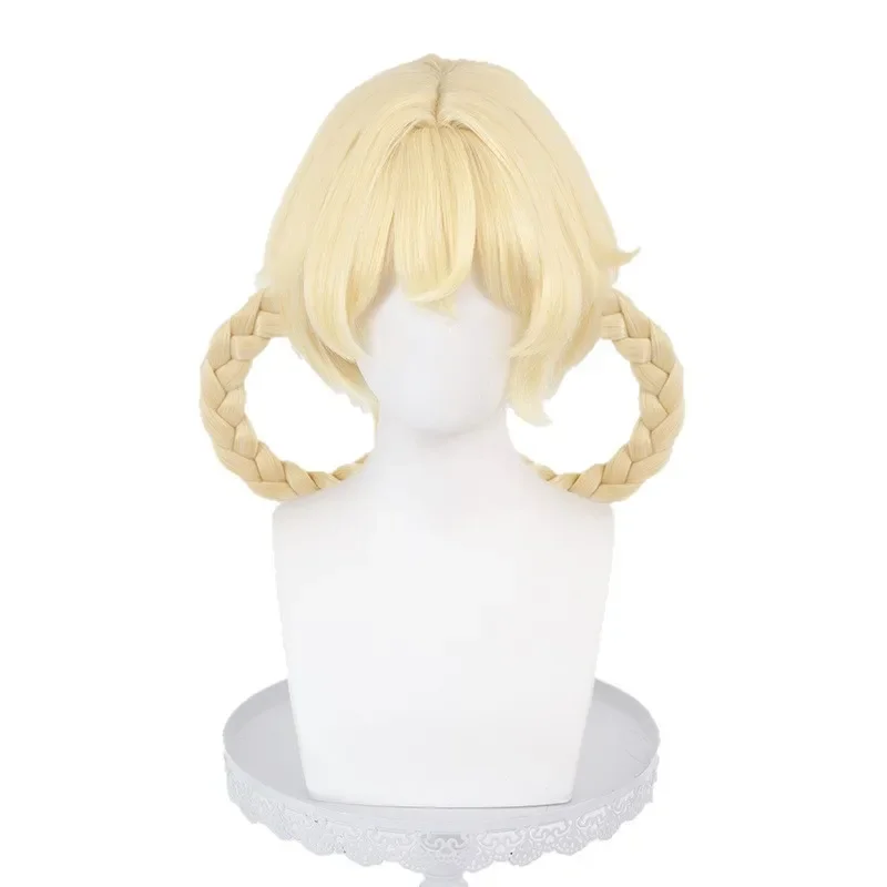 Nuevo personaje Jahoda Cosplay peluca 30cm peluca corta dorada clara Anime pelucas sintéticas resistentes al calor para fiesta de Carnaval de Halloween