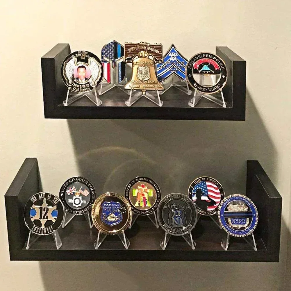 10pcs Clear Acrylic Coin Display Stand Holders Small Easel Rack Trading Card Toploaders Holder Support For Kpop Idol Card