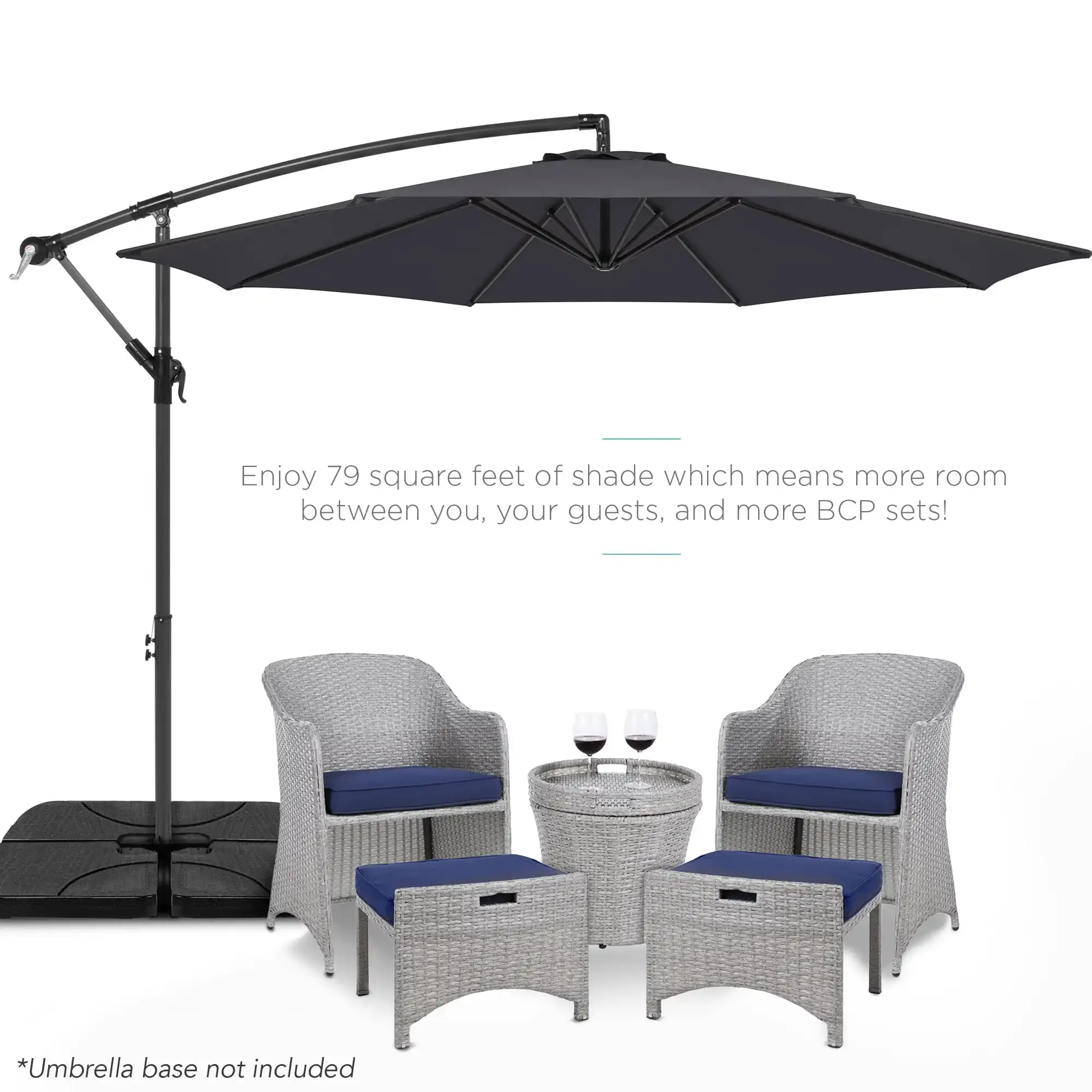 10ft Offset Hanging Outdoor Market Patio Umbrella w/ Easy Tilt Adjustment - Gray