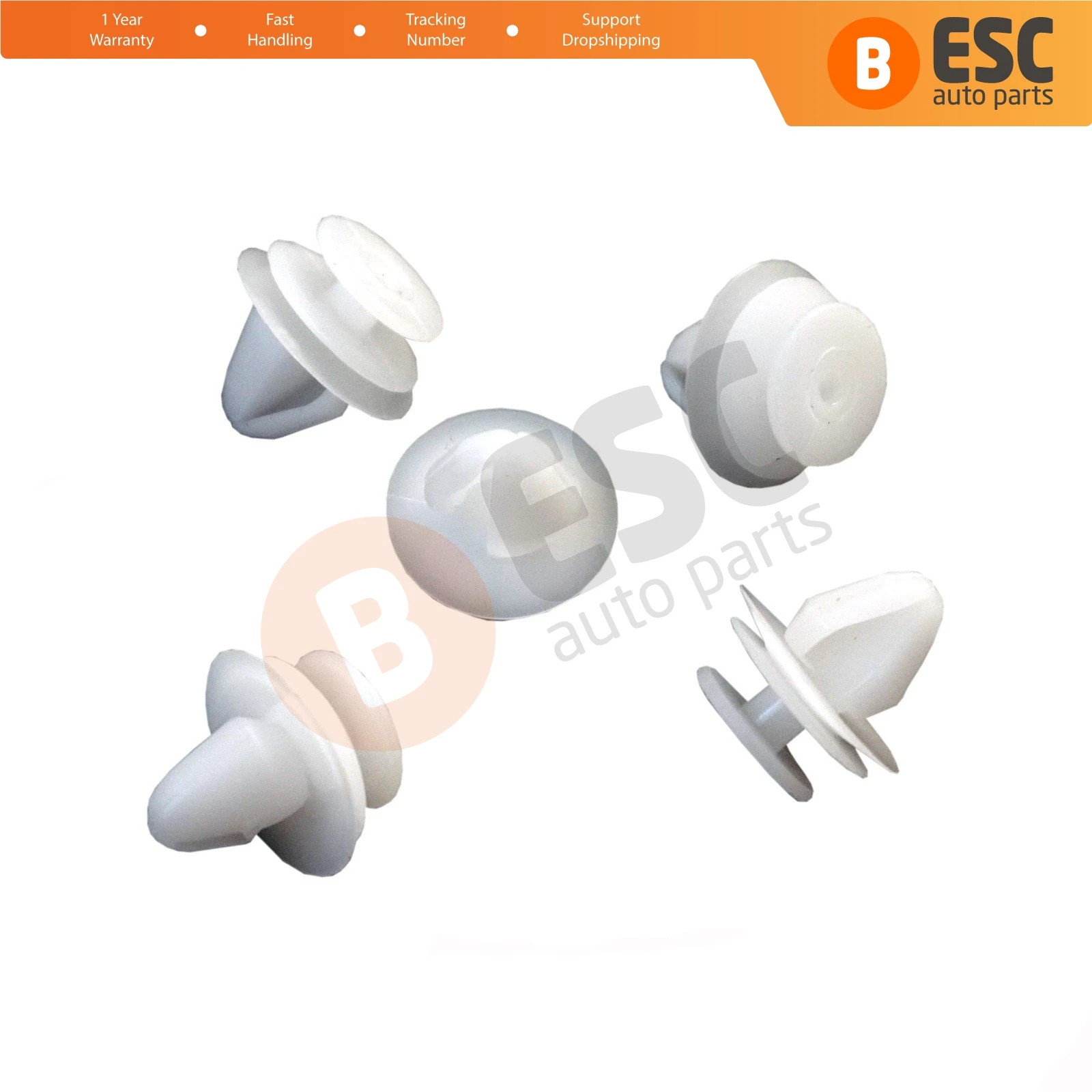 ESC ECF5011 10 Pieces Floor Covering  Clips, WHITE COLOR for  Renault: 7703077469,  Peugeot : 6991.S6