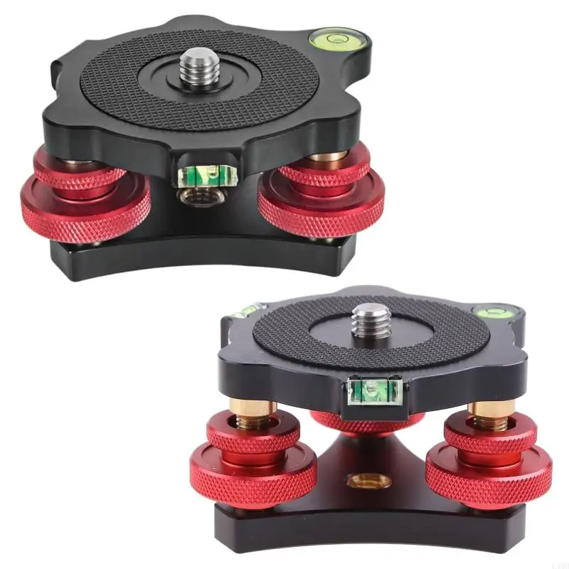 L4MD Tripod Leveling Base with Top & Side Rubber Pad Designed Tri-wheel Leveler for DSLR