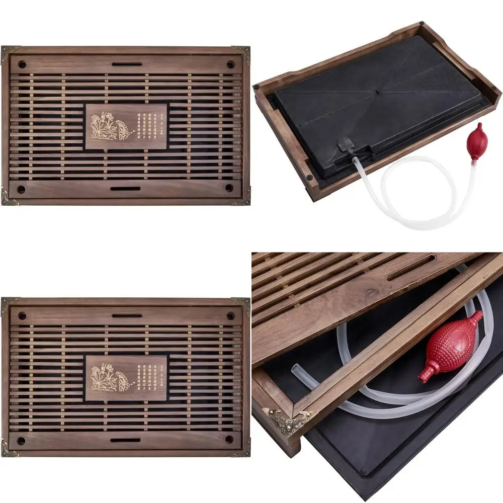 

Большой 17-деревянный поднос для чая с грибком и дренажной раковиной для домашнего или офисного использования (коричневый A)