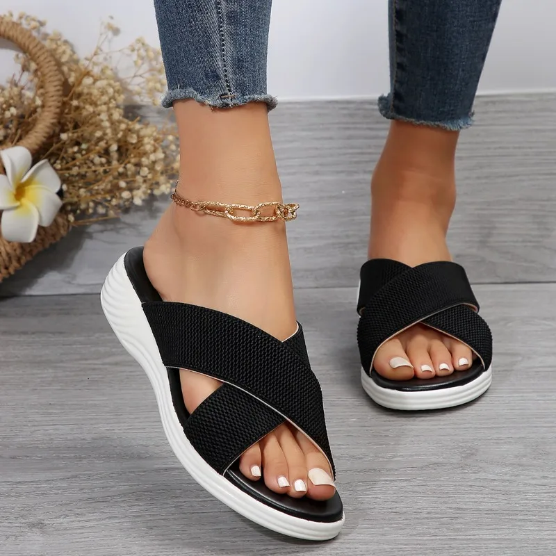 

2024 Summer Slippers Women's Shoes Women's Sandals Roman Flat Slippers Casual Beach Indoor and Outdoor Shoes Sandals Women