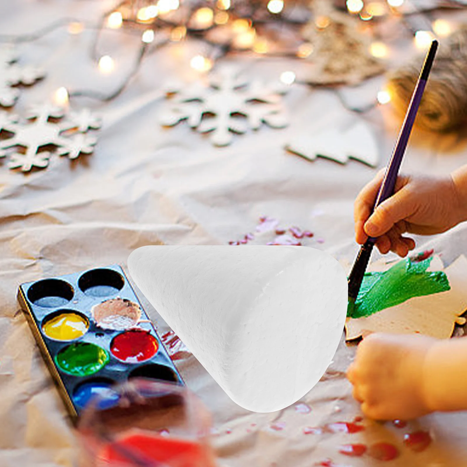 2 Buah Kerucut Kerajinan Busa 38X13.5Cm Putih Kerucut Patung Diy Perlengkapan Proyek Seni Dekorasi Pohon Natal Kerucut Busa