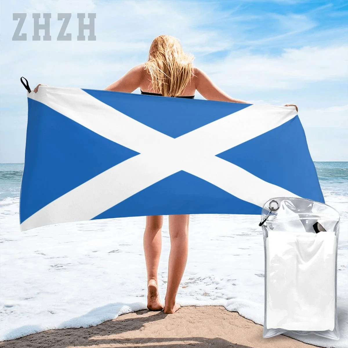 More Design Scotland Flag Emblem Bath Towel Quick dry Microfiber Absorbing Soft Water Breathable Beach Swimming Bathroom