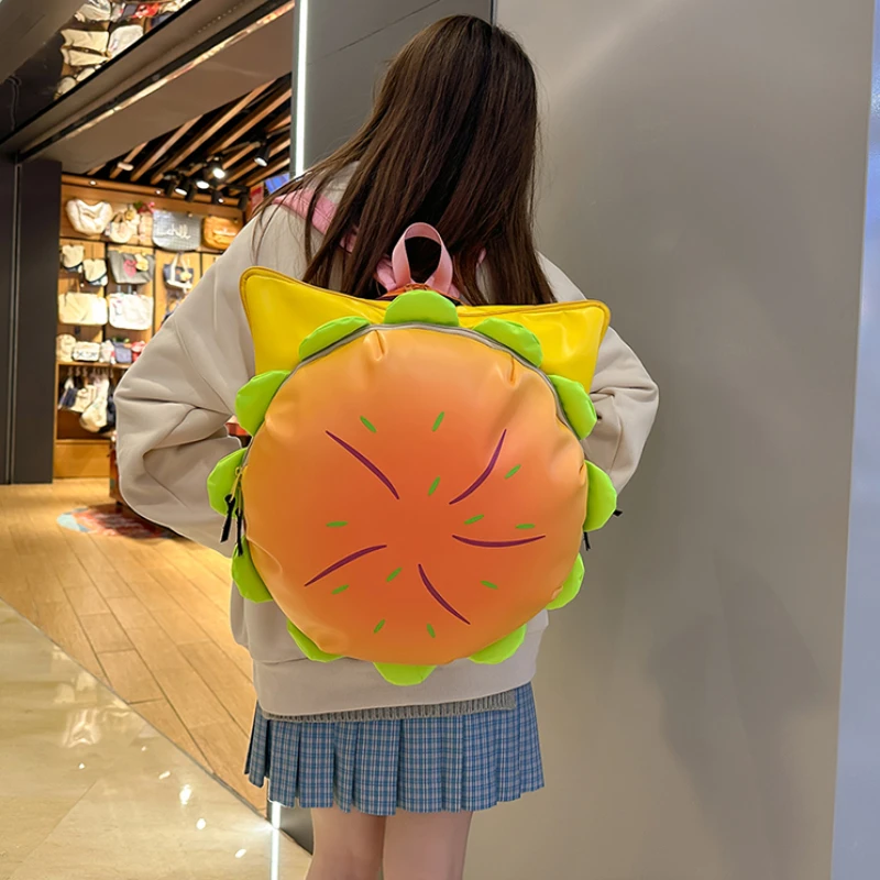 Cartoon Cute Multi-storey Hamburger Travel Backpack Women Large Capacity Personality Waterproof School Backpacks for Girls Gift