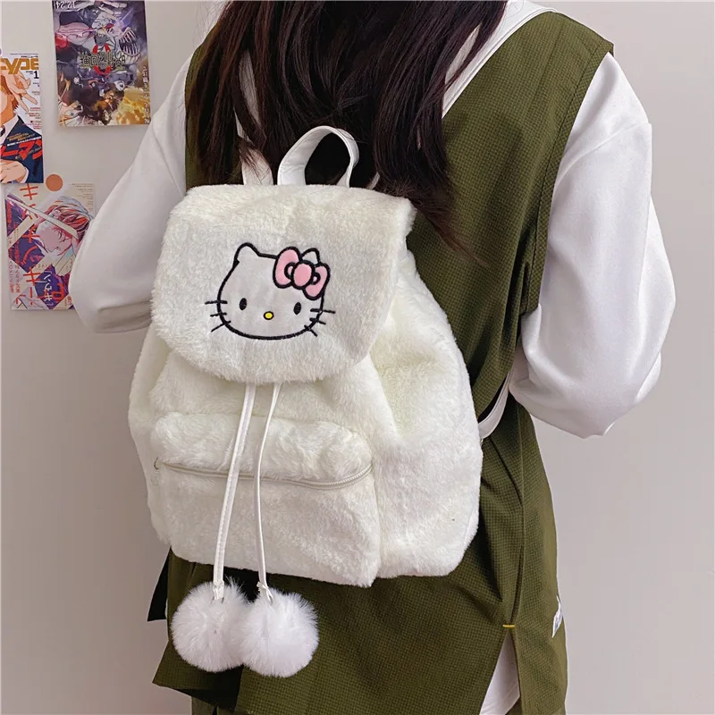 HOT Kuromi Cinnamon Dog Melody Cartoon Puppy Plush Flip Backpack Women's Casual 2024 New Large Capacity Girly Double Backpack