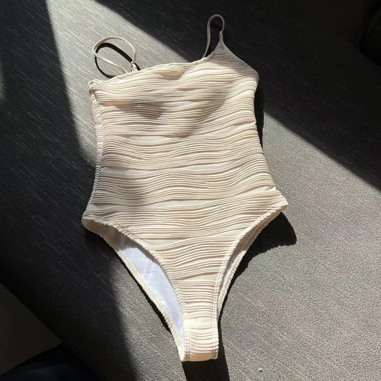 

Sexy Ribbed Irregular Solid Swimsuit One Piece Bikinis Swimwear High Waist Bathing Suit Beach Outfits Bodysuit Biquini Tankini