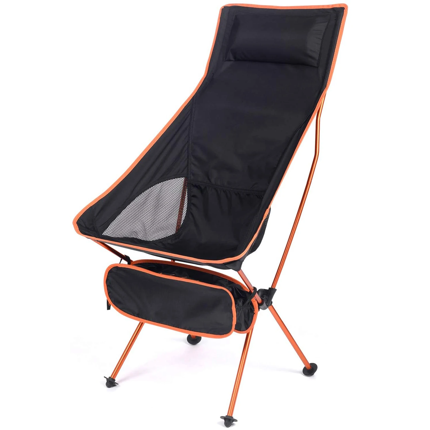 Lightweight High Back Folding Camping Chairs Portable Headrest High Back Carry Bag Camping Fishing Hiking Picnic Outdoor Orange