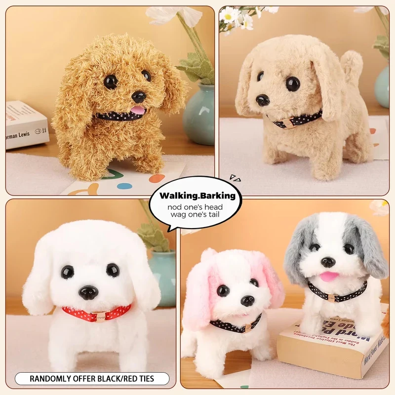 1 unidade de cachorro de pelúcia elétrico com simulação de movimento, som e movimento de cabeça, brinquedo eletrônico para presente de Natal e Ano Novo.