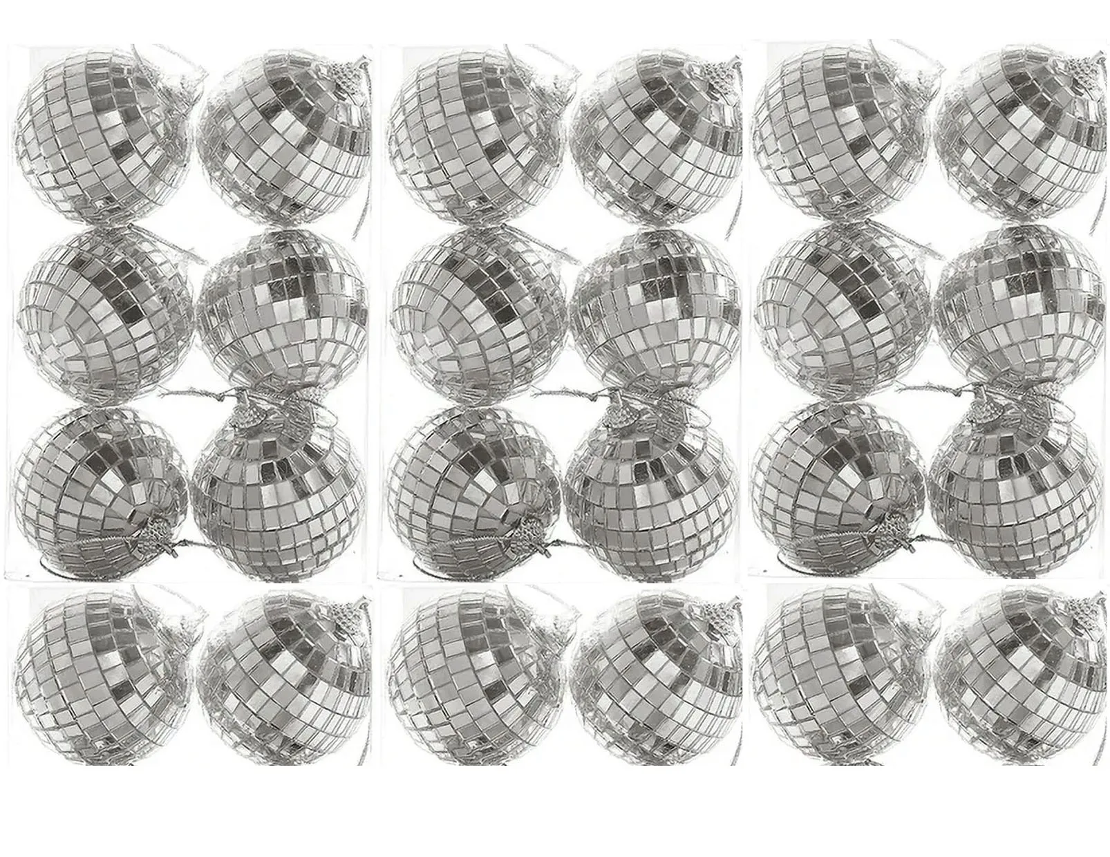 

24 Pcs 2 Inch Mirror Disco Balls Party Christmas Xmas Tree Ornaments Decoration with Hanging Rope for 70s Disco Parties