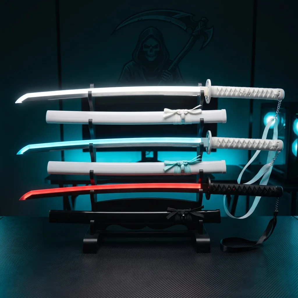 

39inch Bleach Luminous Katana Sword Rukia Glow LED Blade Knife Anime Real Size Japanese Samurai Sabre Cosplay Prop Toy Gifts