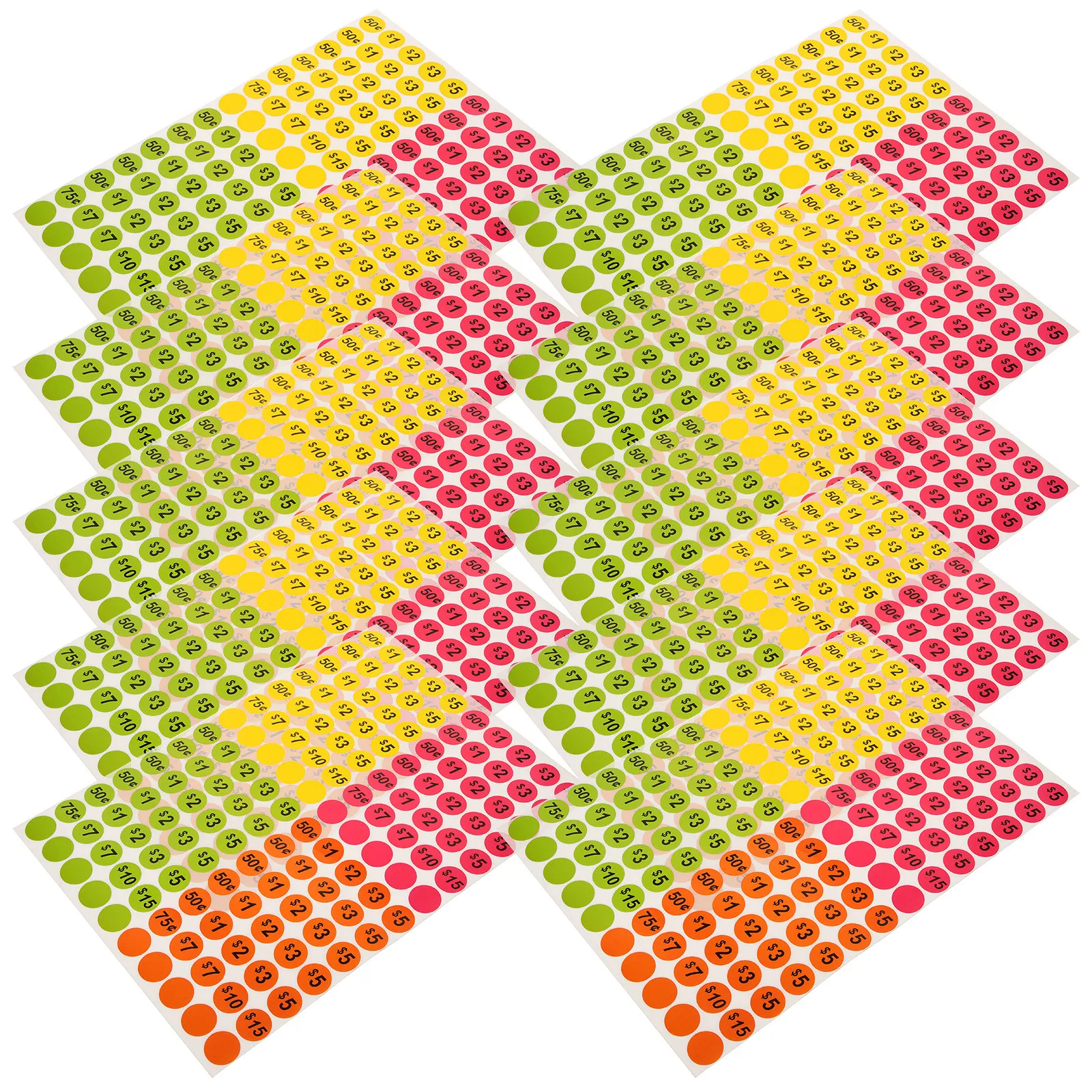 10Sheets Round Price Stickers Bright Neon -Adhesive Sale Pricing Labels for Supermarket Retail Stores Small Business