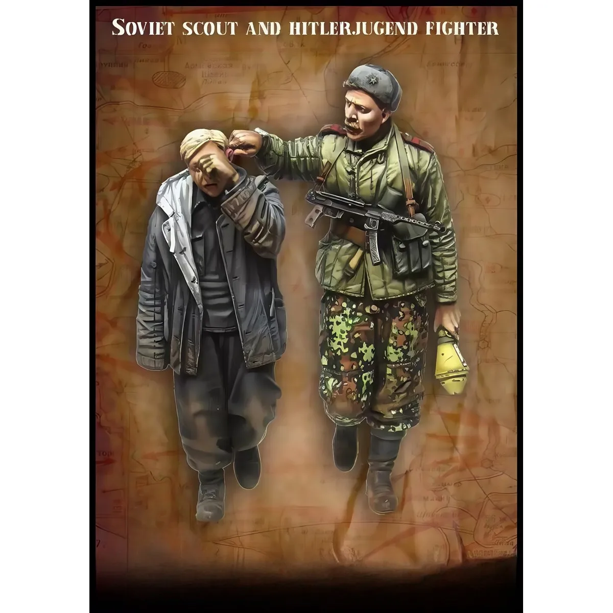 

1/35 фигурка из смолы, неокрашенная модель, советский солдат-реконструктор и захваченный немецкий ребенок, в разобранном и неокрашенном виде GK